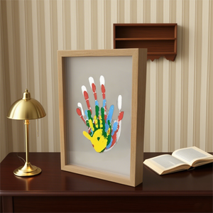 <span class=keywords><strong>Kit</strong></span> souvenir empreinte de main de bébé tout-en-un, cadre en bois avec fentes en acrylique, 6 peintures non toxiques incluses, coffret cadeau souvenir nouveau-né - Product Image 4