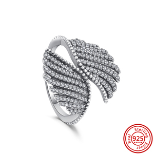 Anelli da Donna di Lusso Originali Scintillanti in Argento Sterling 925 Placcato Platino, con Motivi Sole, Luna, Piuma, Fiocco e <span class=keywords><strong>Cuore</strong></span> - Product Image 5