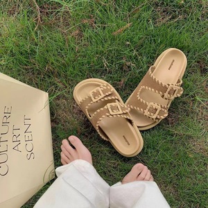 Moda chicas Brkenstock verano sandalias de mujer punta abierta doble botonadura perezoso suelas gruesas zapatillas de alta calidad mujeres - Product Image 2