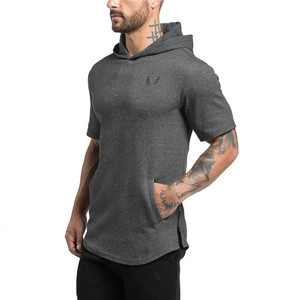 Sudadera Ligera con Capucha y Manga Corta para Hombre, Personalizable con Logotipo, de Algodón, para Gimnasio y Entrenamiento - Product Image 2