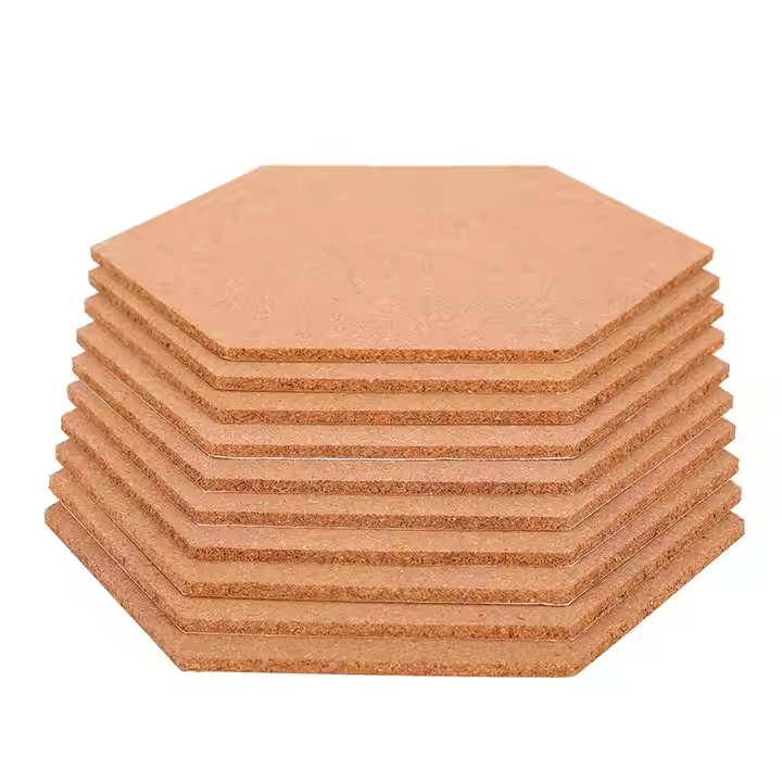 Eco-Friendly Natural Hexagon Cork Tiles Sets Memo Notice Board for Office Home Decorative