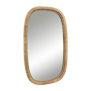 Specchio da parete rettangolare decorativo con cornice in legno naturale, specchio da trucco per camera da letto, bagno, dormitorio - Product Image 2