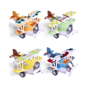 12 Pieces Pull Back Airplane Vehicles Toys for Boys, 4.72" Diecast Airplane Toys with Lights and Sounds, Airplane Party Favors