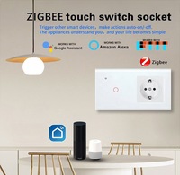 Interrupteur intelligent tactile UBARO Zigbee 3 voies avec prise EU Schuko non intelligente et double USB, panneau mural en verre trempé Tuya Smart Home