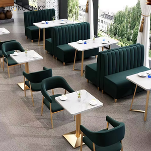 Conjunto de Muebles Personalizados de Mesa y Sillas de Comedor Modernos para Cafetería, Sofá de Terciopelo para Restaurante, Asientos de Cabina para Hotel y Cafetería - Product Image 1