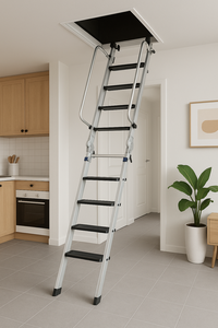 Scala pieghevole della soffitta telescopica della lega di alluminio di progettazione moderna spessita della spina di pesce per uso della famiglia & del magazzino - Product Image 3