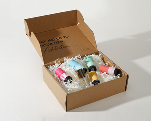 <b>Small</b> Luxury Custom Logo Printed Self-locking Kraft Corrugated Mailer <b>Box</b> Perfume Essential Oil Glass Bottle Packaging <b>Box</b> - Product Image 1