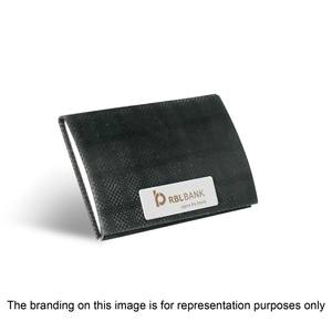 Porte-cartes de visite texturé noir avec plaque métallique – Étui haut de gamme pour cartes de visite, idéal pour les cadeaux d'image de marque d'entreprise - Product Image 3