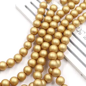 stock for sale matte gold pearl strand beads glass beads for jewelry making 8mm bulk