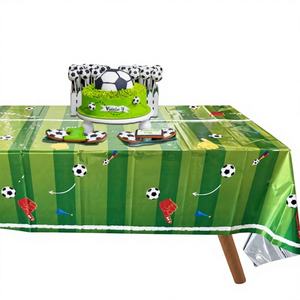 Mantel Desechable Rectangular de Plástico con Diseño de Fútbol, Verde, para Fiestas de Cumpleaños Infantiles, Eventos al Aire Libre, Venta al Por Mayor - Product Image 1