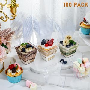 Gobelets et plateaux carrés transparents pour tiramisu, biodégradables, écologiques, jetables, en PP PE de qualité alimentaire, 200 ml, pour le camping - Product Image 3