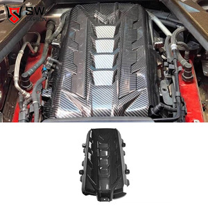 Pour Chevrolet <span class=keywords><strong>Corvette</strong></span> C8 2020-2024, capot moteur en fibre de carbone, accessoires de voiture, remplacement en carbone véritable - Product Image 1