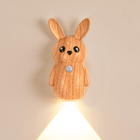 Lampe murale LED sans fil à détecteur de mouvement magnétique, rechargeable par USB, en forme de lapin de dessin animé, pour décoration créative de maison intelligente, idéale pour chevet et escalier