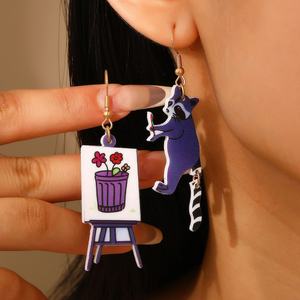 Nuovi <span class=keywords><strong>Orecchini</strong></span> Acrilici Divertenti e Creativi a Forma di Procione, Stile Cartone Animato con Rana e Anatra, <span class=keywords><strong>Orecchini</strong></span> Personalizzati per Donne - Product Image 1