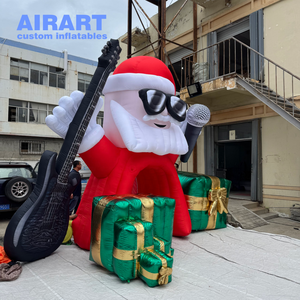 Túnel Inflable Navideño para Actividades en Bares y Discotecas de Kpop Live House, con Diseño de Santa Claus Cantante con Guitarra y Decoración de Caja de Regalo - Product Image 5