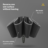 Parapluie pliant inversé créatif semi-automatique Protection contre le soleil et la pluie Éclat monté sur voiture Voyage pliant épaissi renforcé