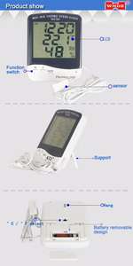 Termómetro Digital con humedad y cierre con pantalla Digital <span class=keywords><strong>Lagar</strong></span>, higrómetro TA218A - Product Image 3