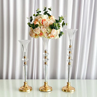 Vases en acrylique transparents en forme de trompette, supports à fleurs en cristal, grands vases pour centres de table de mariage, fêtes, réceptions, anniversaires et décoration intérieure
