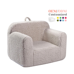OEM Custom Toddle & <span class=keywords><strong>Kids</strong></span> Weiche Sherpa Sofa Couch, kuschel iger Kleinkinds chaum Stuhl Kinder Lese stuhl für Jungen und Mädchen, hellgrau - Product Image 1