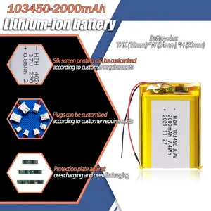 KC OEM 103450 Plus PCB y cable Batería de iones de litio Instrumento de belleza Posicionamiento GPS 103450 Batería de polímero de 2000mAh