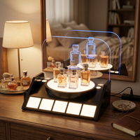 Support d'affichage de flacon de parfum en acrylique éclairé par LED, présentoir de comptoir en acrylique pour cosmétiques avec panneau de logo rétroéclairé pour parfum