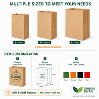Sacs en papier kraft écologiques recyclables de qualité alimentaire épaissis, design personnalisé à fond carré, pour pâtisseries, plats à emporter, snacks, finition brillante