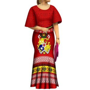 ชุดเซ็ตเพลตตาซีแบบสั่งทำพิเศษลายเกาะแปซิฟิกใหม่ ชุดกระโปรงยาวทรงเมอร์เมด 2 ชิ้นสำหรับผู้หญิง ไซส์พลัส ชุดเดรสทรงหางปลา - Product Image 4