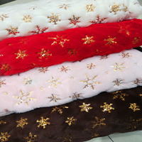 Tissu en fausse fourrure de lapin imprimé flocons de neige dorés, matière douce et moelleuse pour vêtements de Noël, manteaux et artisanat