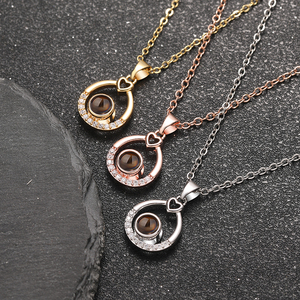 Joyería de Moda, Collar con Colgante de Corazón de Cobre con Proyección de Foto Personalizada, Moderno, Te Amo, para Mujer - Product Image 3