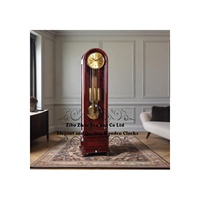 Horloge de grand-père en chêne massif finition Treasure Oak. Horloge murale mécanique de style campagnard français, avec sonnerie horaire, style antique, arquée