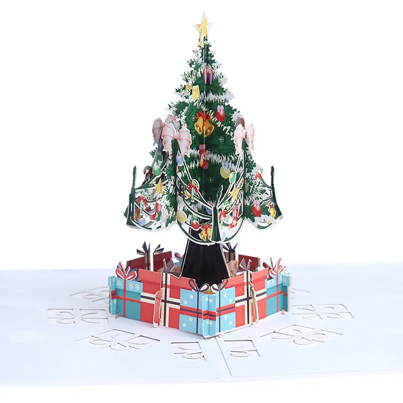 Hersteller Papier Geschenke Handwerk Weihnachts baum geformt 3d Popup Segen Gruß karte Drucken Weihnachts karten