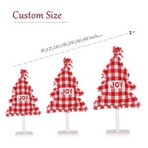 Dekorasi pohon Natal desain kain merah dan putih perlengkapan kerajinan ornamen Natal dekorasi perapian meja pohon sukacita - Product Image 6