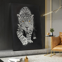 Moderne Personnalisé Animal Léopard Cristal Porcelaine Coller Perceuse Art Peinture Verre Peinture pour Salon Décor Diamant