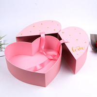 Boîte en papier carton de luxe, double ouverture personnalisée en forme de cœur, boîte en papier pour savon, fleur de rose, pièces