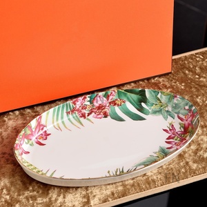 Meilleures ventes, assiette à poisson en porcelaine de Chine, série Jungle Rainforest, vaisselle d'hôtel, passe au lave-vaisselle, 10 pouces - Product Image 1