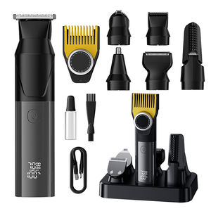 Recortadora de Barba de Cerámica para Hombre 6 en 1, Cortapelos Inalámbrico Impermeable IPX7 con Cuchilla en T de Ajuste Cero para Nariz, Orejas y Barba, Uso Doméstico - Product Image 1