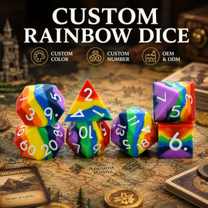 Ensemble de dés polyédriques en silicone mdn avec emballage personnalisé couleur arc-en-ciel rpg dés tranchants mdn 7 pièces dés pour donjons <span class=keywords><strong>et</strong></span> dragons - Product Image 1