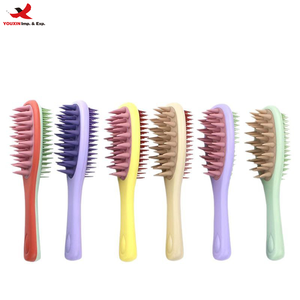 Customized Long Handle Hair Silicone Scalp Massage <b>Brush</b> 2-in-1 Double-Sided Hair Comb Shampoo <b>Brush</b> GZ RTS Bulk Mixed Order - Product Image 1