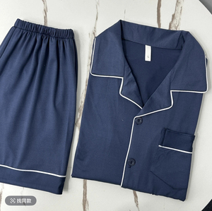 Cardigan estivo taglie forti da <span class=keywords><strong>uomo</strong></span> <span class=keywords><strong>pigiama</strong></span> a <span class=keywords><strong>3</strong></span> <span class=keywords><strong>pezzi</strong></span> lavorato a maglia con maniche corte e modello stampato per la casa - Product Image 4