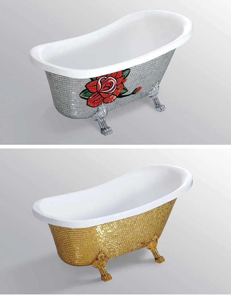 Classical Design Golden appearance Irregular  Acrylic Freestanding Bathtub With 4 Leg