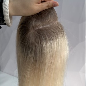 ท็อปเปอร์ผมแท้แบบบาลายาจ 4*5 6*6 ฐานโมโน สำหรับผู้หญิงผมบาง ติดด้วยมือ พร้อมระบบ PU สำหรับปิดผมบาง - Product Image 4