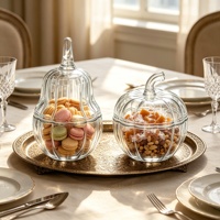 Pot à bonbons en verre en forme de citrouille et de pomme avec couvercle, transparent, pour la décoration de table d'Halloween et la maison (vente en gros)