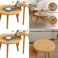 Tables basses gigognes rondes en bambou naturel tressé avec finition laquée, faciles à assembler, durables et modernes, pour salon, meubles de maison