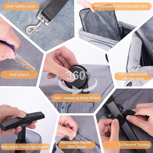 Elevador de asiento de coche para gatos 4 en 1, <span class=keywords><strong>perros</strong></span> pequeños, gatos, <span class=keywords><strong>ruedas</strong></span> extraíbles, Correa con Clip, almohadilla gruesa, cama de viaje para mascotas, Transportador Elevado para gatos - Product Image 5