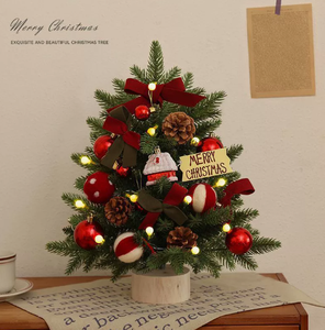 DAMAI Merry Christmas Mini <b>Lighted</b> Christmas <b>Tree</b> With Butterflies for Christmas <b>Tree</b> Solid Wood Base for Home Desktop Ornament - Product Image 3