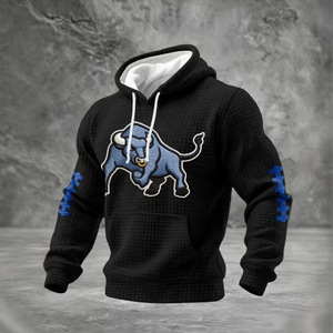 Sweat-shirt à capuche pour homme en coton tricoté respirant avec poche et manches classiques - Product Image 4