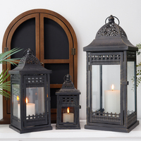 Ensemble de trois lanternes à bougie de Style rétro, pilier métallique, porte-bougie suspendu Portable pour la décoration de jardin extérieur