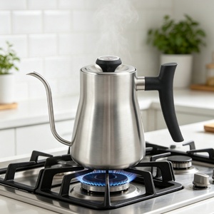 Bouilloire à col de cygne en acier inoxydable 750 ml pour café filtre, design minimaliste, poignée ergonomique - Product Image 5