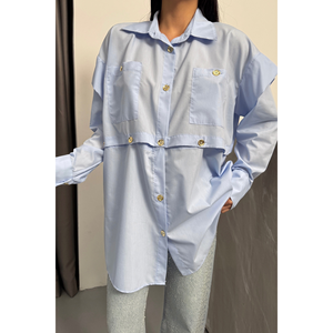 Chemise élégante pour femme, bleu ciel, de créateur - Product Image 4