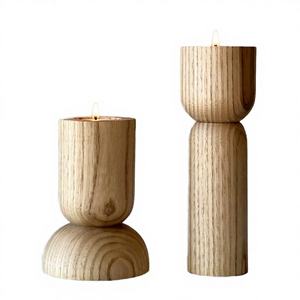 Portavelas de Madera, Cilindro de Madera Ecológico, Hecho a Mano, Reciclable, con Tapa, para Velas de Pilar, Bodas, Día de San Valentín - Product Image 4
